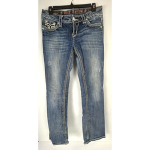 Rock Revival Jamila Boot Distressed Denim Jeans Womens 28x30
